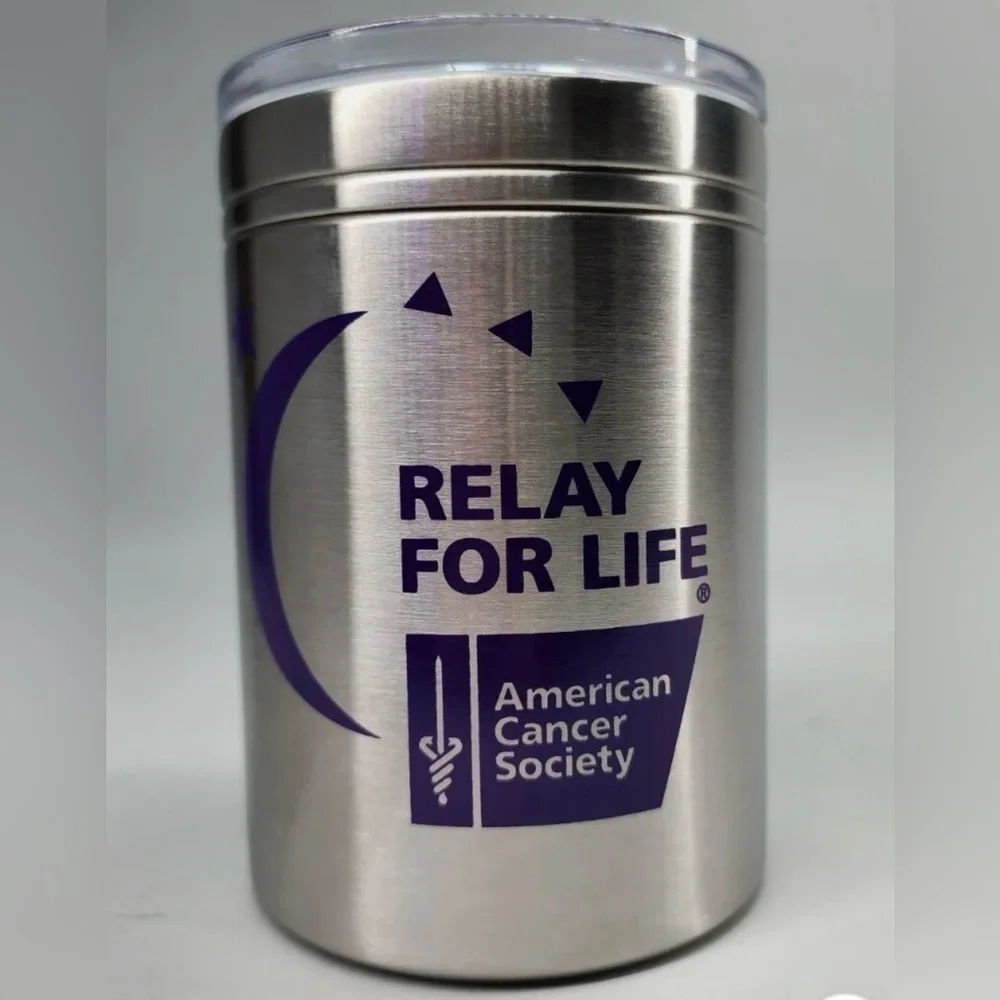 🆕 NEW IN BOX 💜 Relay For Life – Leeds Ranger Copper Vacuum Tumbler / Can Insul